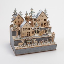 Village de Noel lumineux en bois - Lampe Rêve hivernal